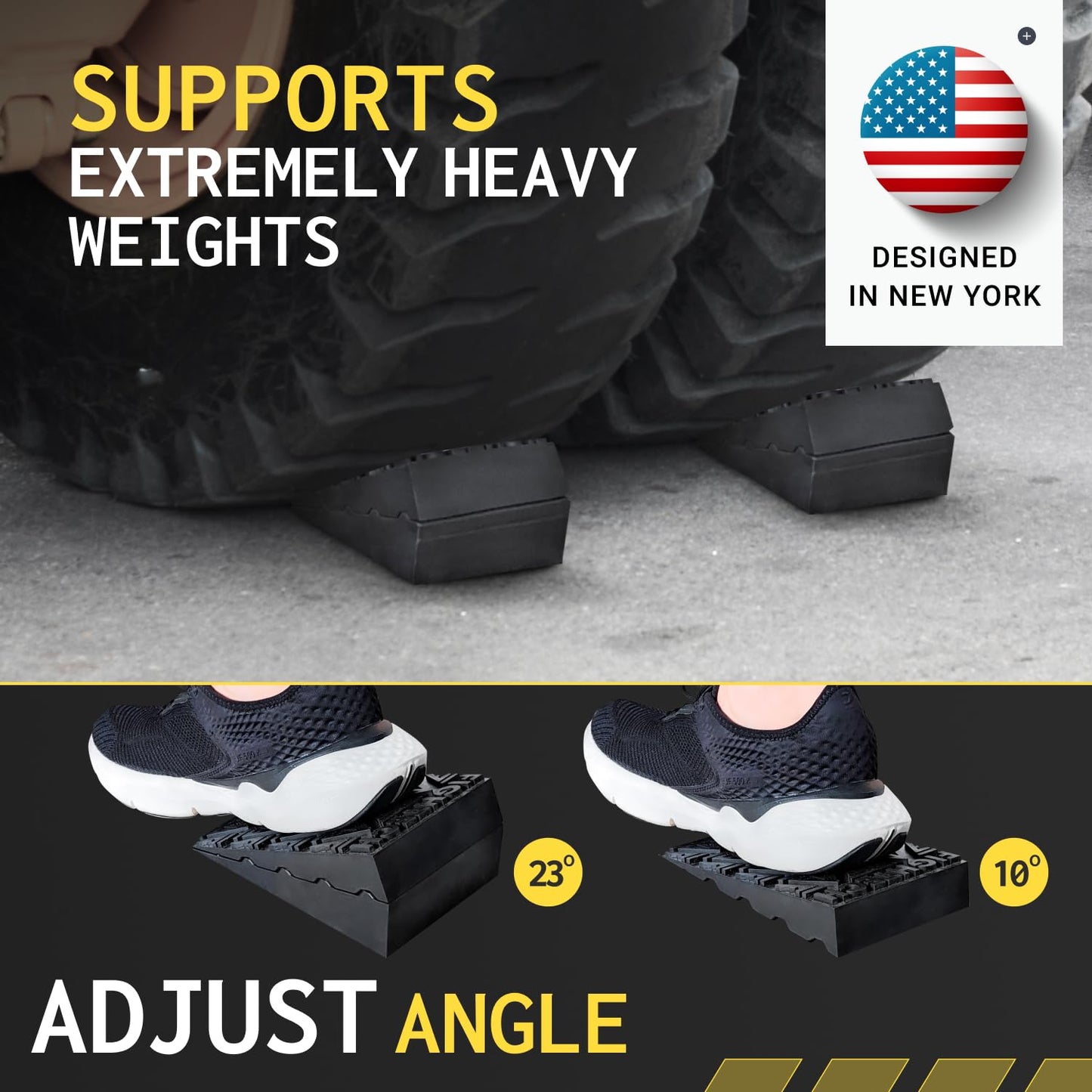Natural Rubber Squat Wedge Block for Elevated Heel Squats and Deadlifts - 4 PCS - Improve Mobility, Balance, and Strength - 23° Max Incline - Non-Slip, Versatile Trainer Aid