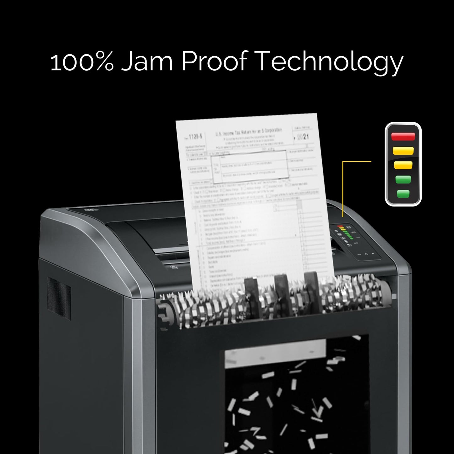 Fellowes Powershred 485i 100% Jam Proof Commercial Grade 38-Sheet Strip-Cut Paper Shredder, TAA Compliant (38480)