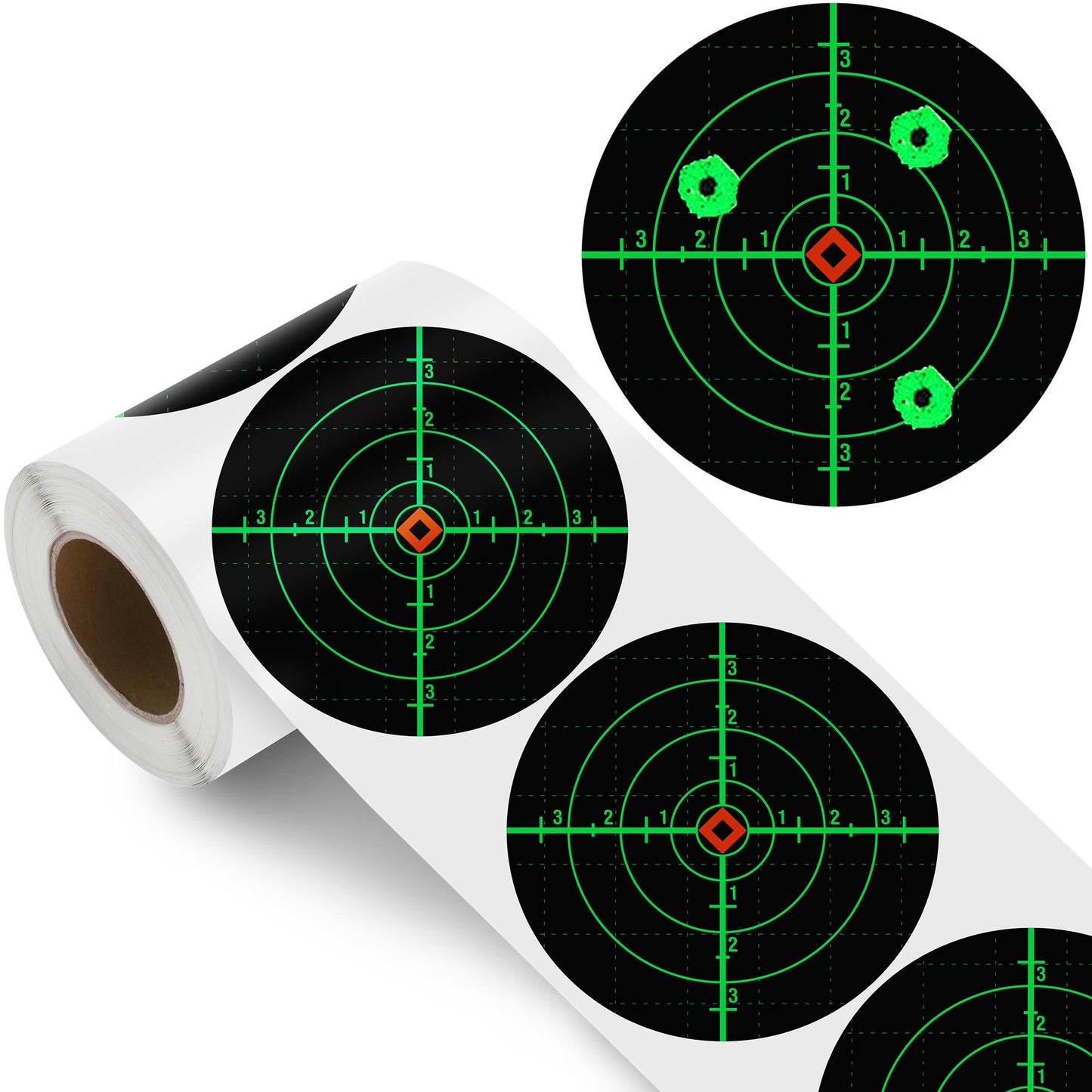 Camdeez Splatter Shooting Targets 6 Inch Reactive Paper Target Stickers 100pcs - Self Adhesive Target Roll for Rifles, BB Guns, Airsoft, Pellet Guns Indoor Outdoor Range