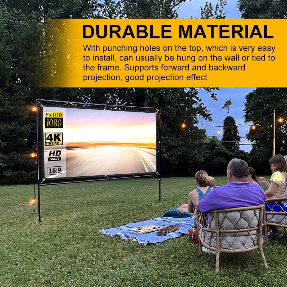 Zornaveli 4K 60"|72"|84"|100"|120"|150" Outdoor(Size:72 INCH) Projector Screen, HD Home Movie Projection Screen