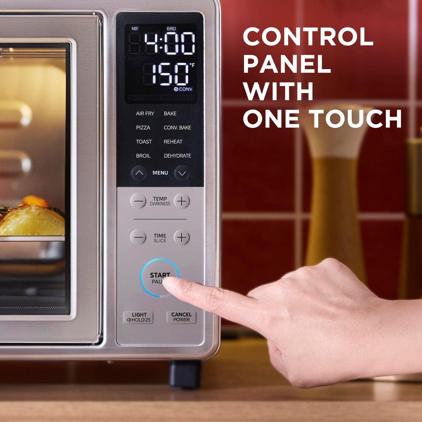 Midea Flexify Slim 8-in-1 French Door Toaster Oven Air Fryer Combo, Compact Countertop Oven with Infrared SpeedHeat, 25 Quart Capacity, Stainless Steel