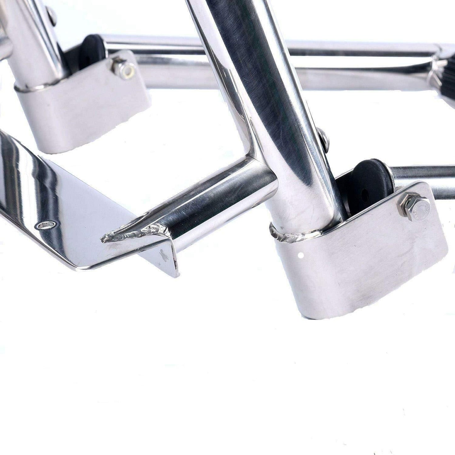 Amarine Made Boat Ladder 4 Steps Removable Premium Stainless Folding Rear Entry Pontoon Boat Ladder w/Extra Wide Step