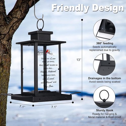 Memorial Cardinal Bird Feeder - Thoughtful Sympathy Gift for Loss of Loved One | Bereavement Remembrance