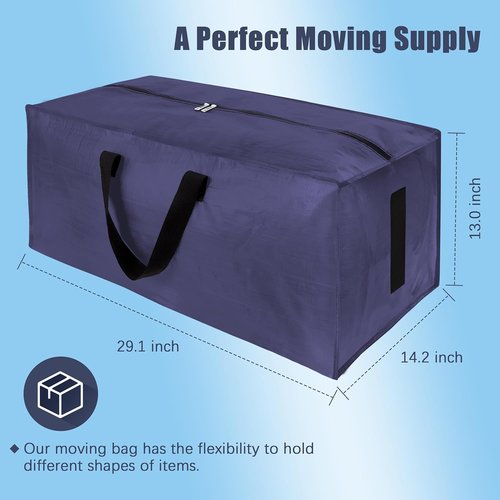 HOMESURE Large Water-Resistant Moving Bags - 8 Pack Heavy-Duty Storage Totes with Zippers & Handles | Space-Saving Blue Design