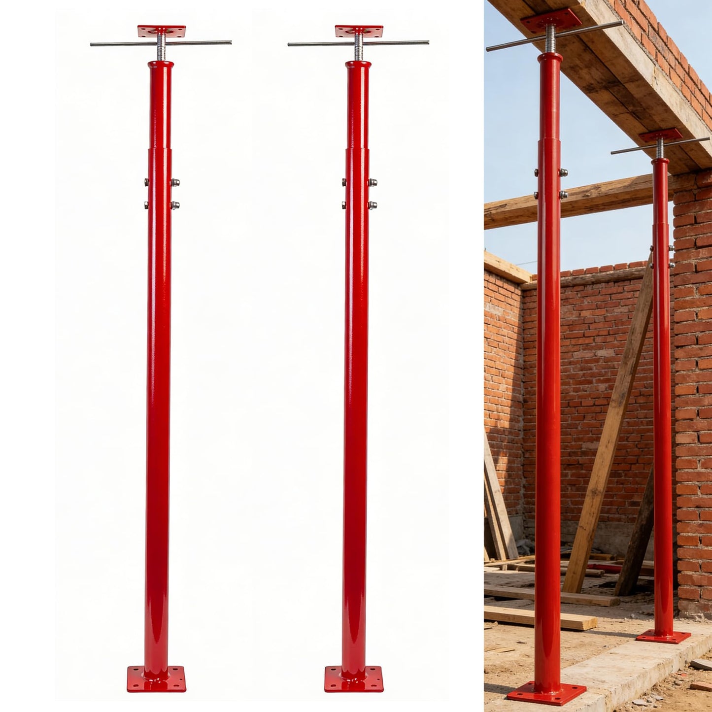 Adjustable House Jack Post, 55" - 100" Heavy Duty Steel Support Pole Jacks, 10000 lbs Load Capacity, Floor to Ceiling Telescopic Jack for Leveling, Framing, Basement, Crawlspace, Beam & Roof Support