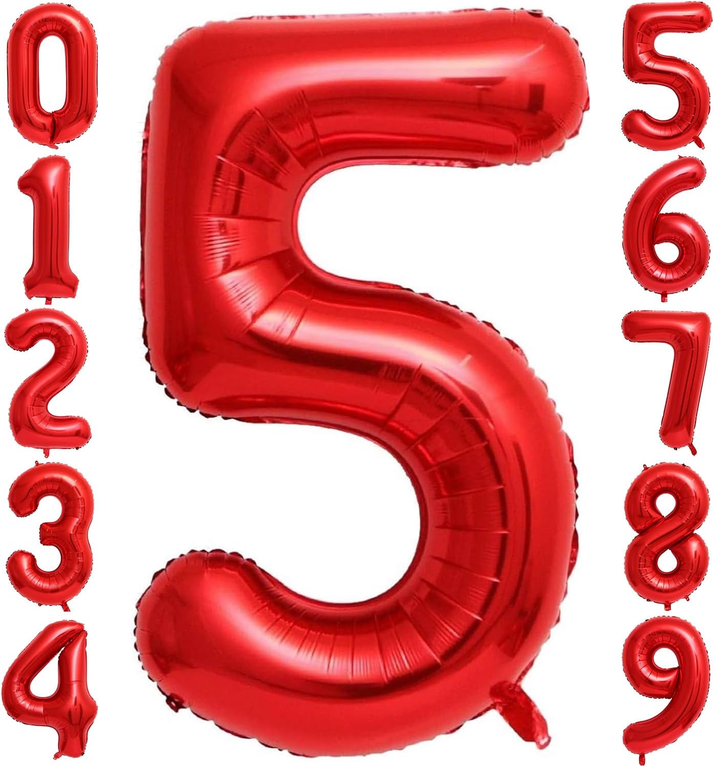 Red 5 Balloons by [Brand Name] - 40 Inch Foil Mylar Helium Number 5 for Birthday & Anniversary Decor
