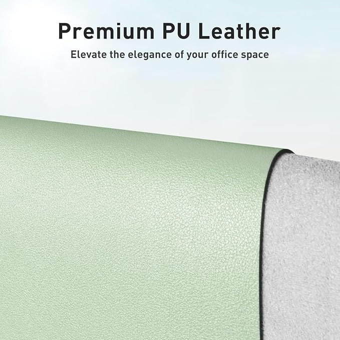 Aothia Faux Leather Desk Mat - Non-Slip PU Leather Desk Blotter, Waterproof Writing Surface, Large Desk Pad for Office & Home (Aqua, 55" x 17")