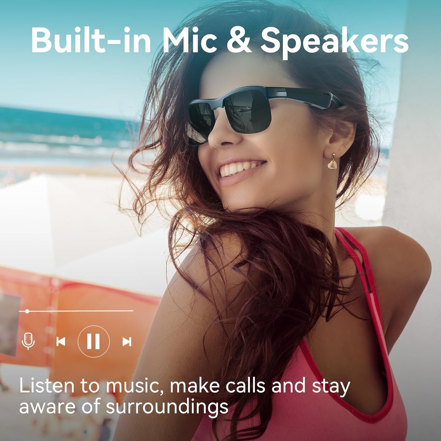 GAXABI (M9 Smart Glasses, Polarized Bluetooth Sunglasses, Built-in Mic & Speakers, Voice Assistant, UV Protection