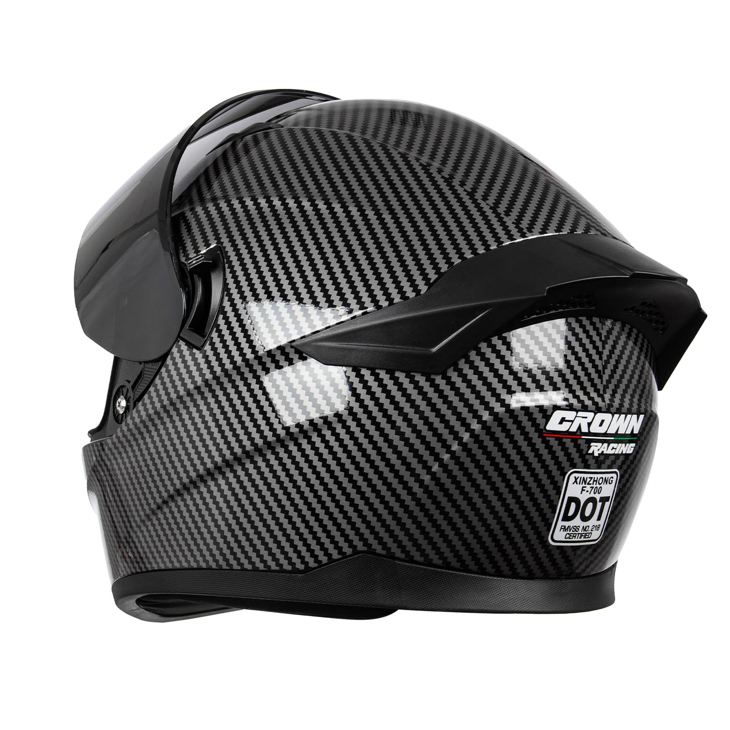 Crown Racing Motorcycle Helmets Street Bike Full Face Motorcycle Helmet Motorbike for Adults DOT Approved Carbon Fiber Pattern Helmets