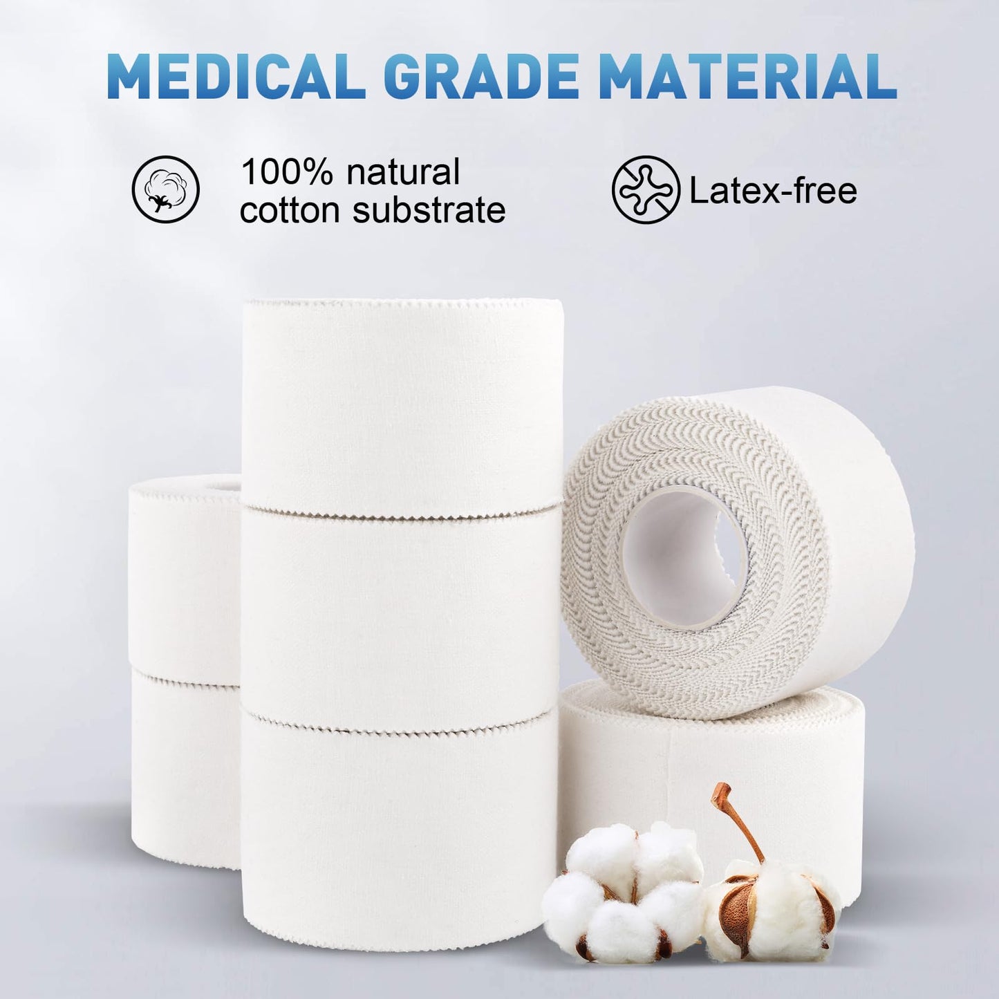 CHMI Athletic Tape,White Sports Tape (64 Pack), 640 Yards Rolls Very Strong Easy Tear NO Sticky Residue Best Tape for Gymnastics Climbing Bat Injuries Medical (1.5 Inch X 640 Yards).