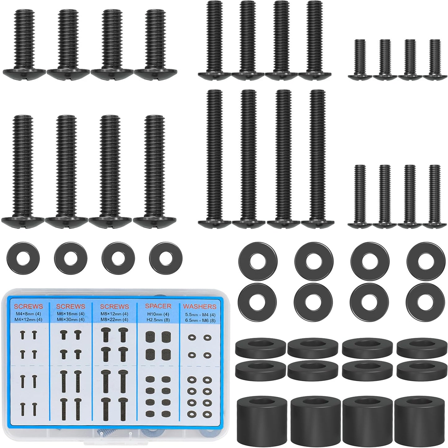 MOUNTUP M4 M6 M8 4K MU9041 Universal TV Mounting Hardware Screw Kit with Box - Screws, Spacers & Washers for Most LED