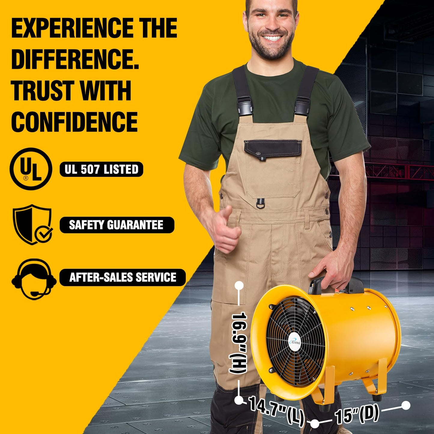 iLiving Utility High Velocity Blower, Fume Extractor, Portable Exhaust and Ventilator Fan (Utility 12")