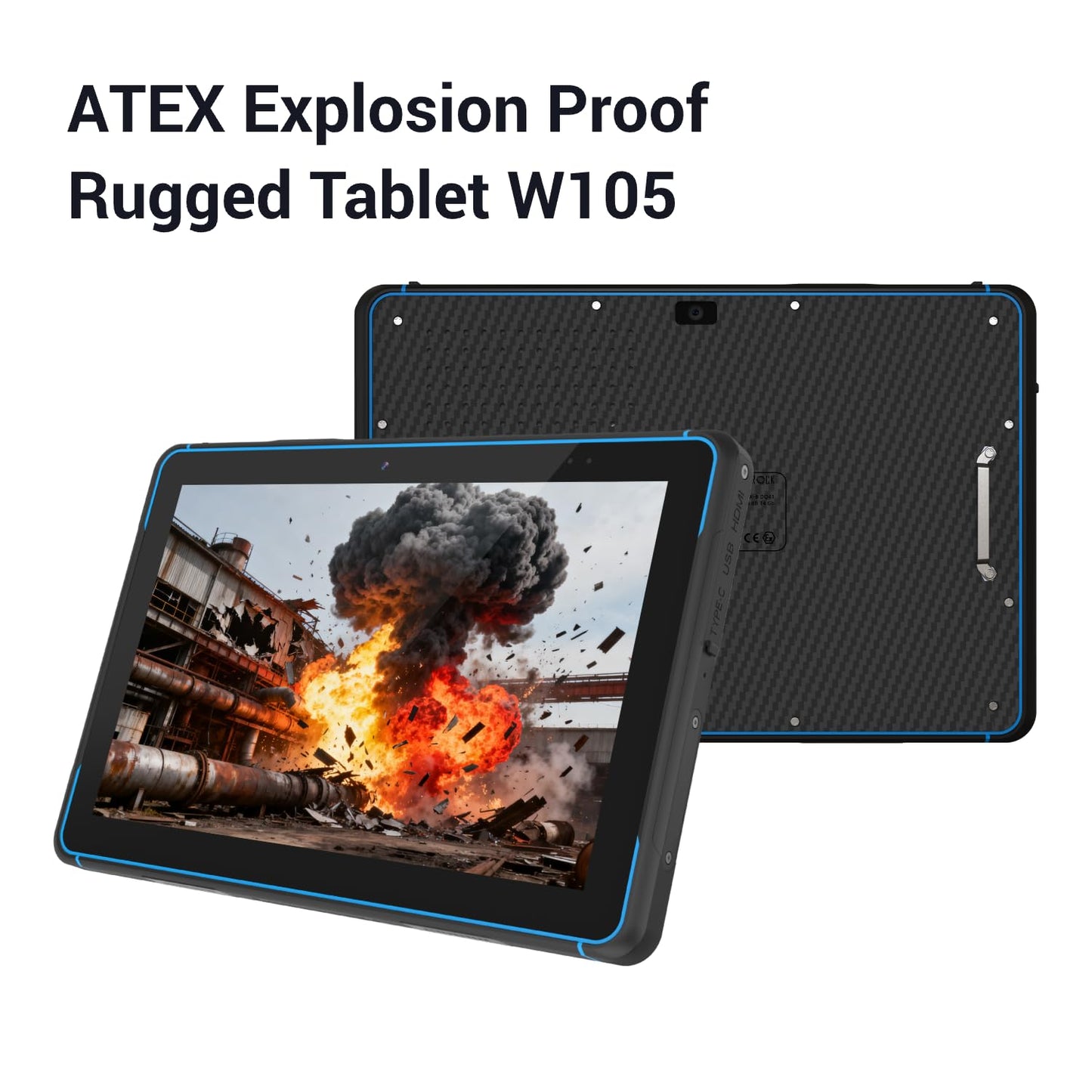 HUGEROCK 10.1" ATEX Certified Explosion-Proof Rugged Tablet, N5105, 16GB+128GB, Windows 11, IP68 Industrial Mobile Computer for Hazardous Zones/Oil & Gas/Mining
