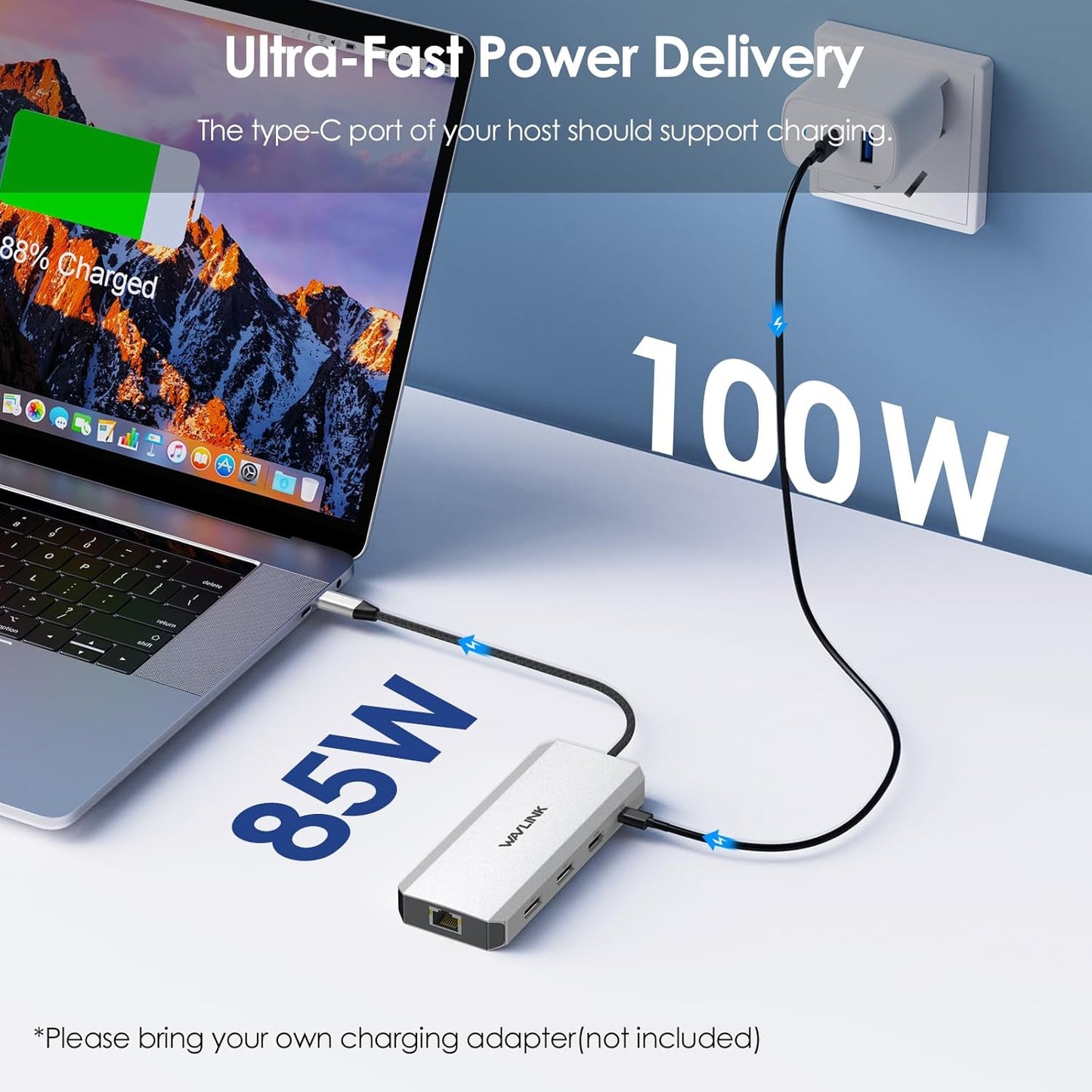 WAVLINK Station,12 1 100W USB3.0/2.0 Laptop Docking in Triple Display USB C Hub for Windows with Dual DP, HDMI, PD