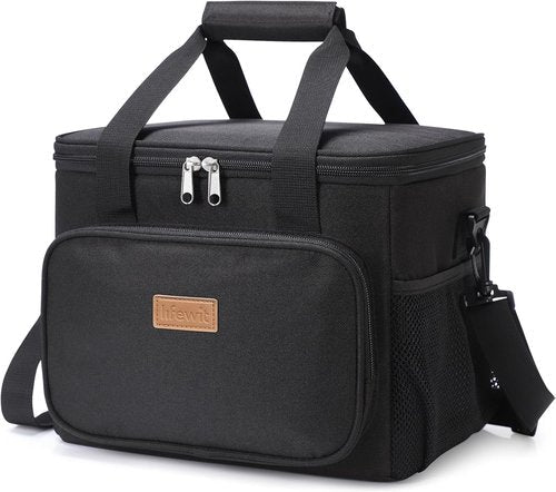 Lifewit Insulated Lunch Bag - Large Soft Cooler Tote for Adults | Black 24-Can Capacity (15L)