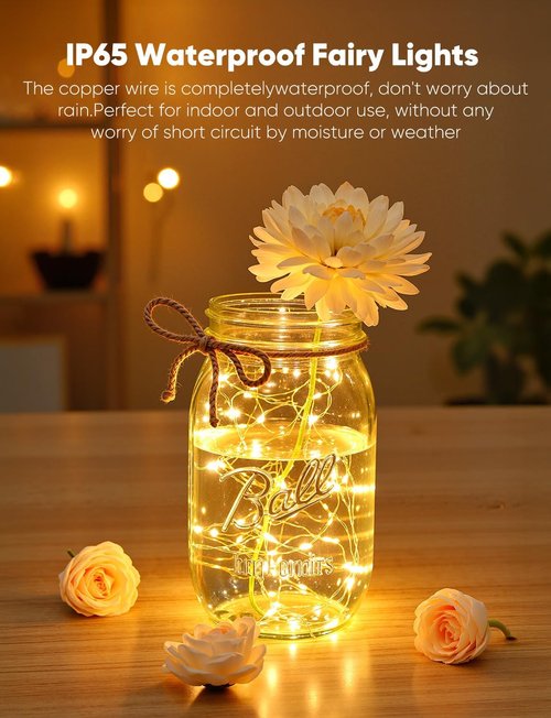 Brightown LED Fairy Lights - 14 Pack Battery Operated 7ft Waterproof Silver Wire Twinkle Lights for DIY Decor
