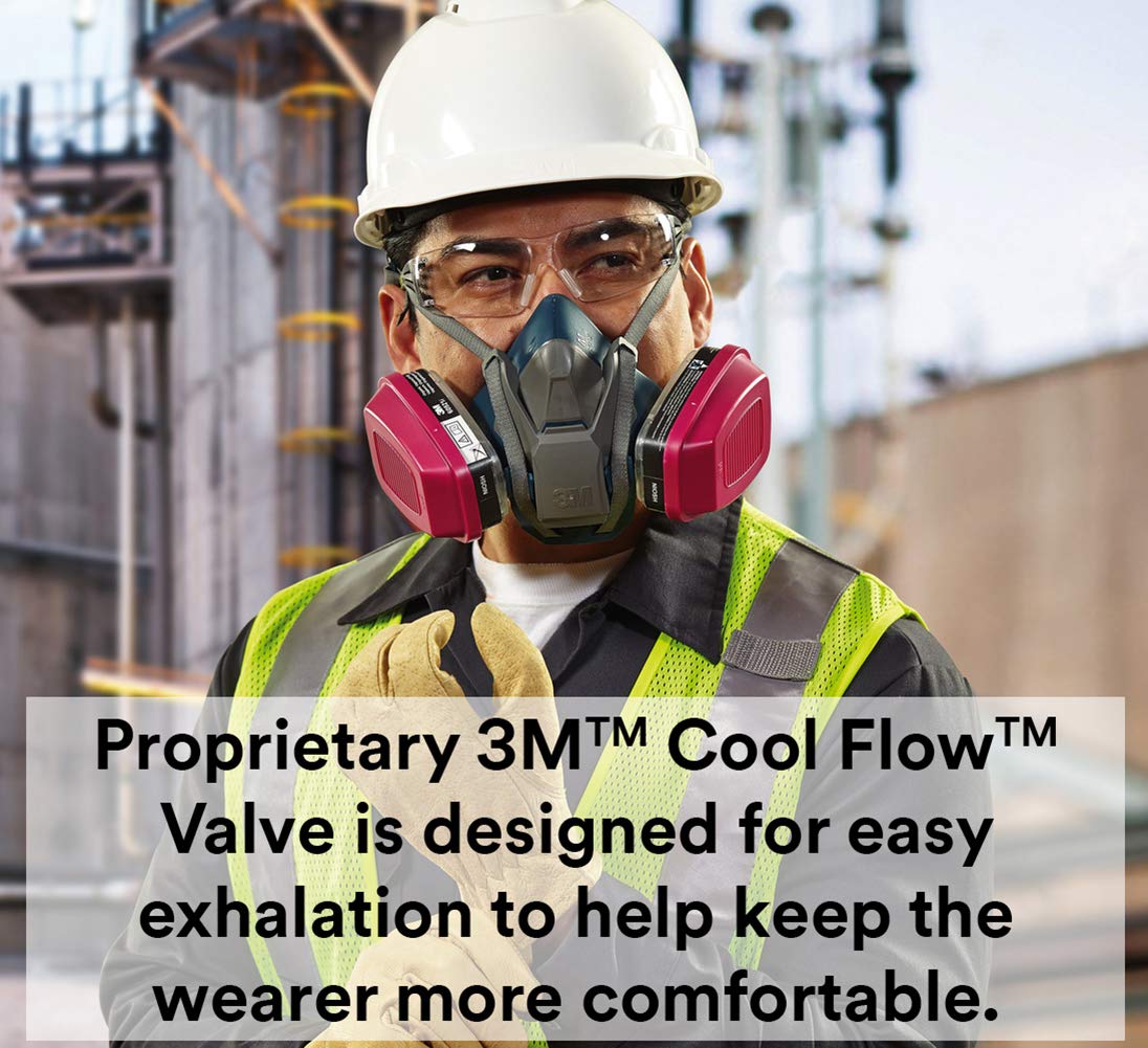 3M - 51131494928 Rugged Comfort Quick Latch Half Facepiece Reusable Respirator 6503QL, Gases, Vapors, Dust, Large- Pack of 10
