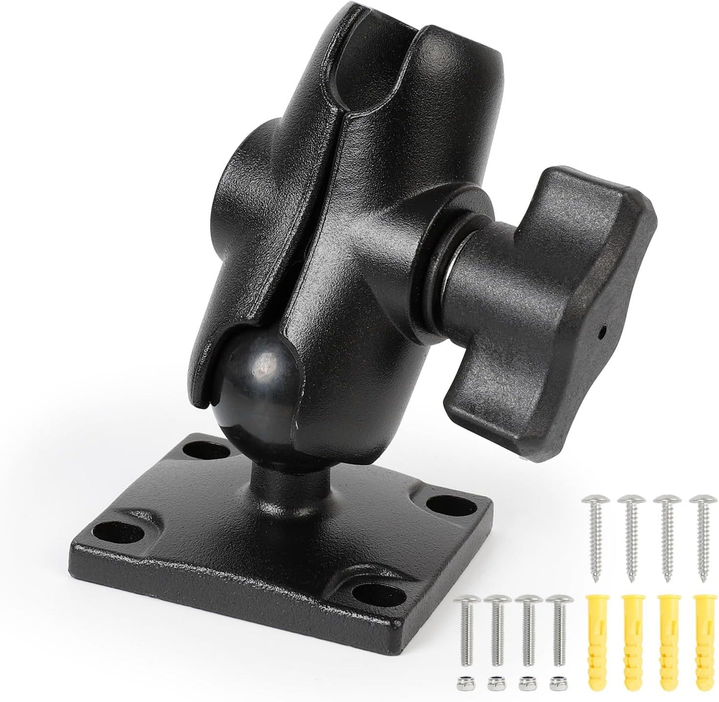 FPN 1" Ball Mount with Aluminum Alloy Square Plate & Short Double Socket Arm, Universal Electronic Device Mounting Base