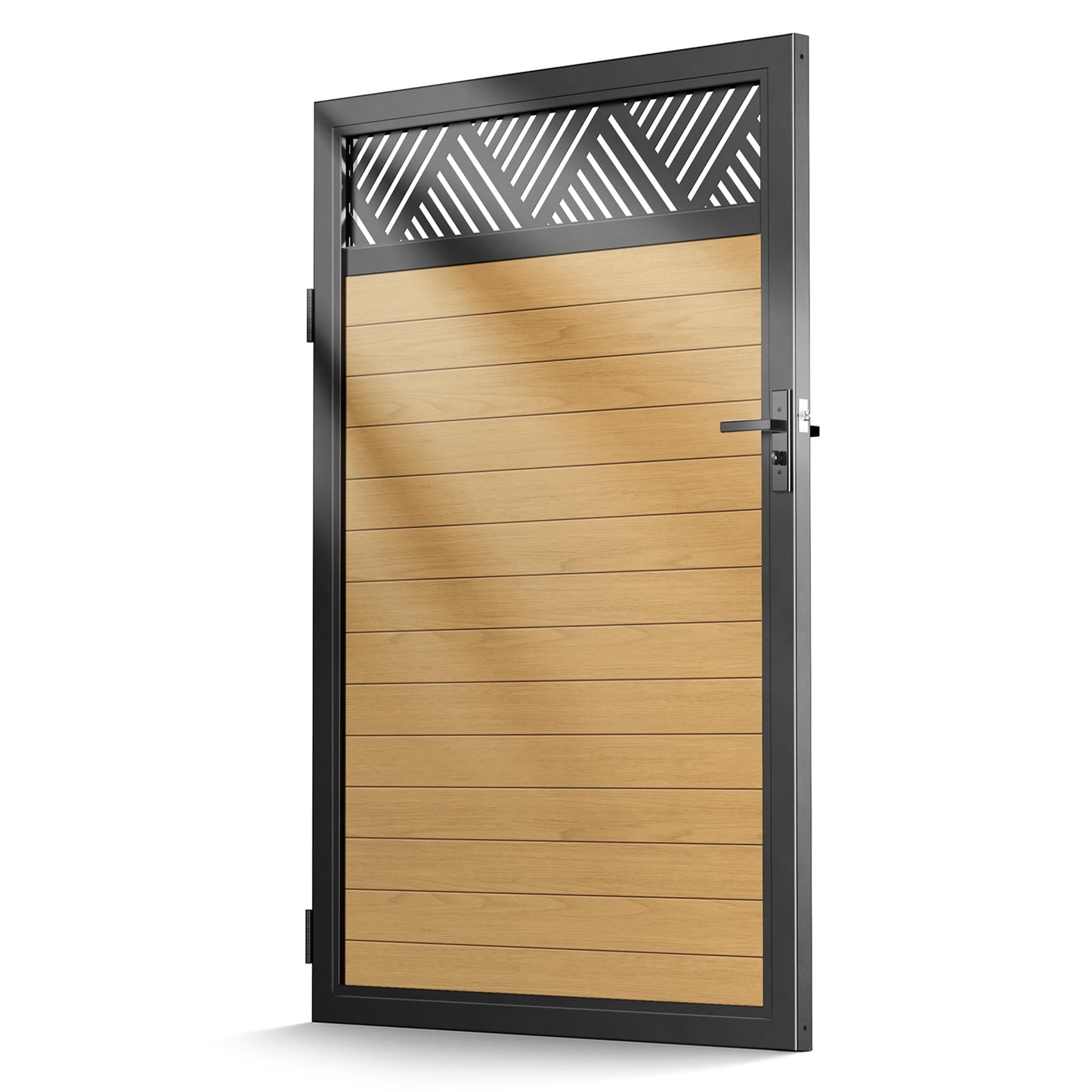 TORMIZ 4x6 FT (46.8"x70.8") All-Aluminum Fence Gate Kit with Wood-Grain Panels – Heavy Duty Anti-Sag Metal Gate Frame, Pre-Installed Left/Right Mount (All-in-One Kit, Panels Included)