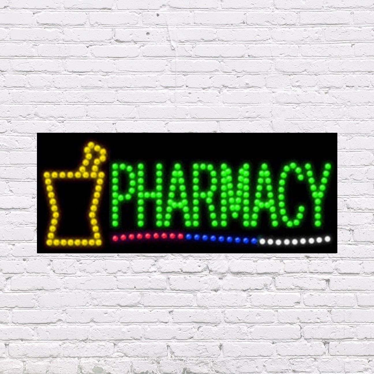 LED Pharmacy Sign for Retail Business Displays |Advertising Electronic Light Up Sign for Windows Walls |11"h x 27"w x 2"d