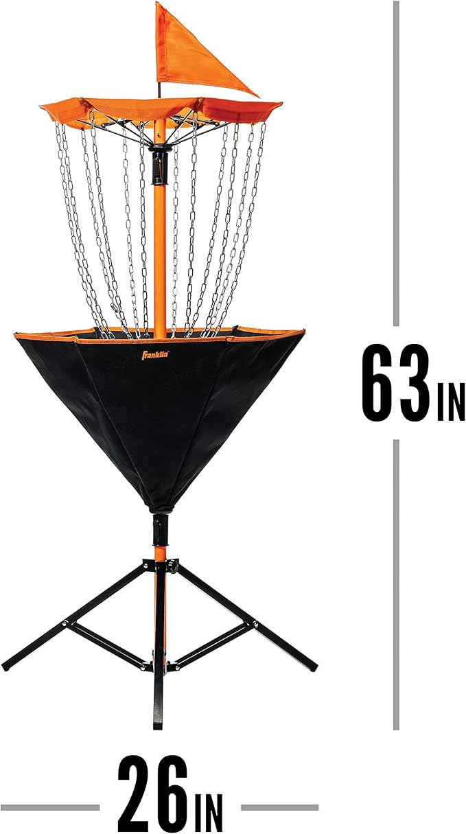Franklin Sports Disc Golf Baskets - Portable Disc Golf Target with Chains Included - Disc Golf Basket Stand Equipment for Hole + Course Creation