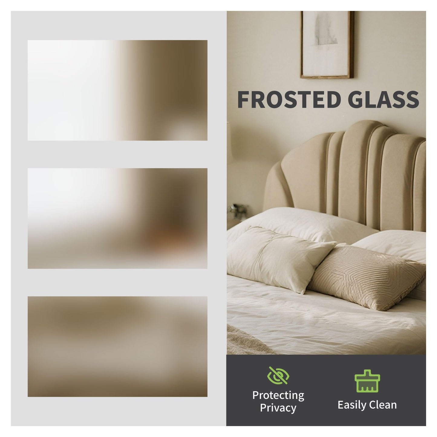 28"x 80" 3-Lite Frosted Glass French Interior Slab Door, Solid Core Wood with MDF Door Panel for Bedroom Closet Laundry Pantry Bathroom White Pre-Finished Surface Paintable, w/o Hardware