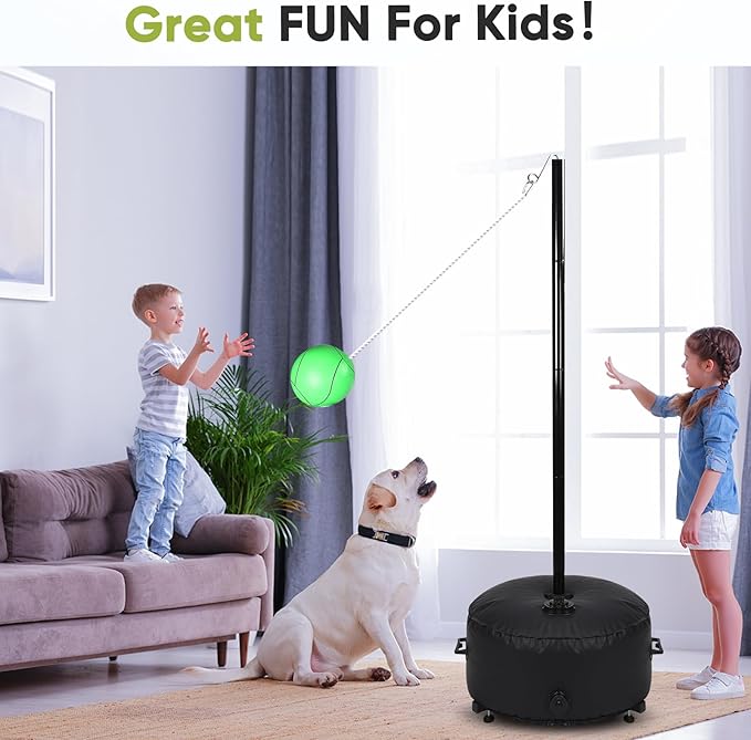 GADFISH Portable Tetherball Set with Ball and Rope, Adjustable Height Rack with Water Bag Base, Suitable for Adults & Kids Play in Indoor & Outdoor, Playground, Backyard