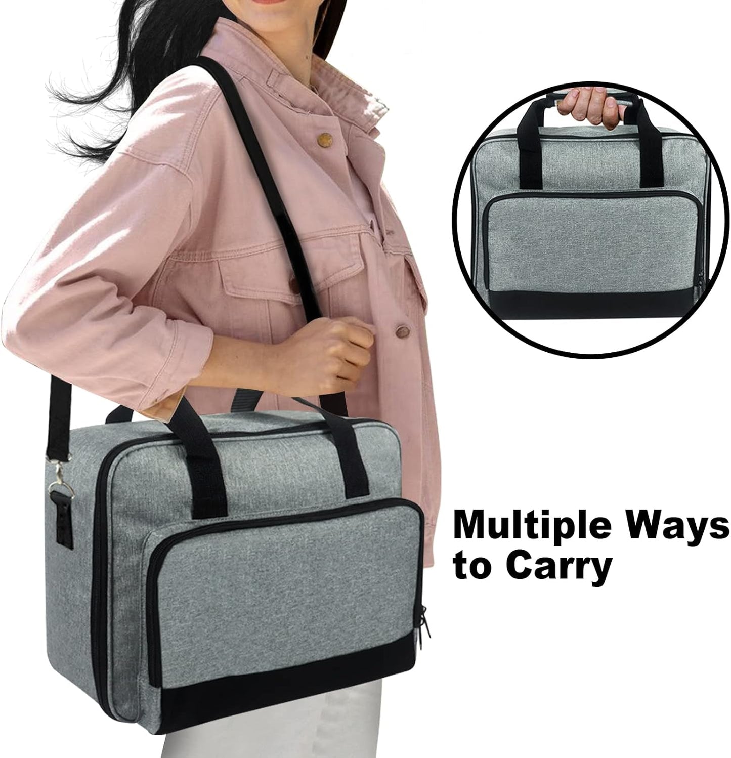 doksmeria Projector Carrying Case, Projector Bag with Accessories Storage Pockets & Adjustable Shoulder Straps