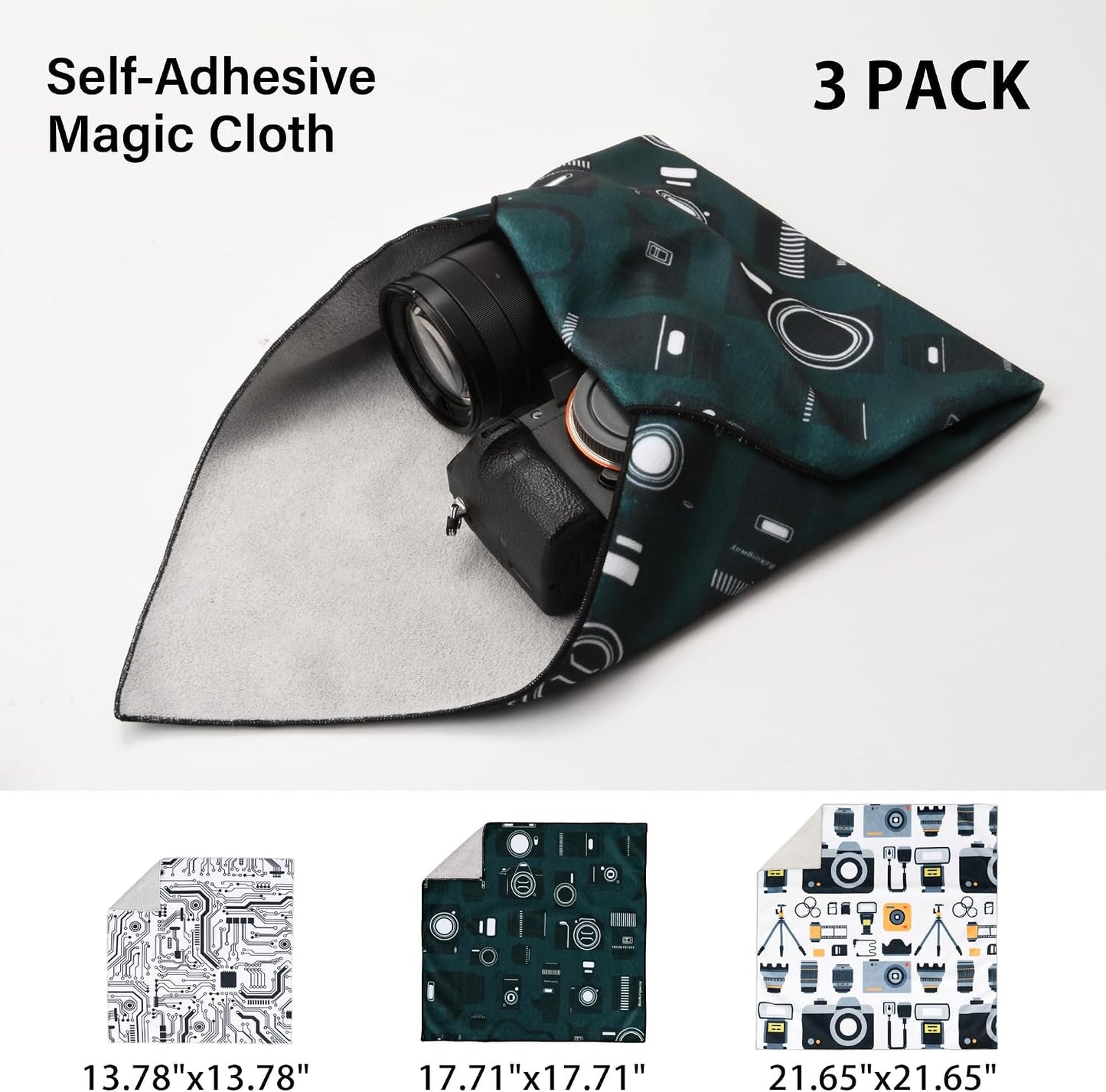 3pcs Camera wrap, Protective Wrap, Magic Self-Adhesive Cloth, Anti-scratch Lens Camera Wrap, Folding, Washable, Lens