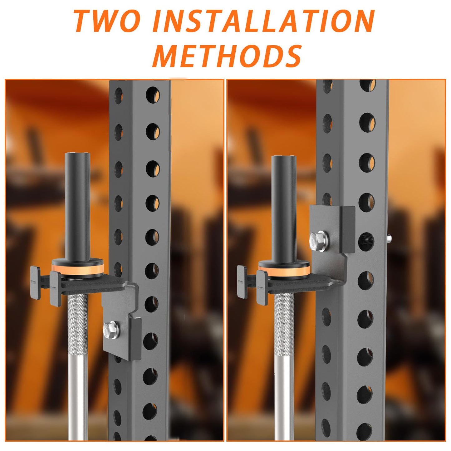 Barbell Holder for 2x2'' Power Racks, No Drilling Required – Heavy-Duty Steel Barbell Storage Rack with Protective Padding, Fits 5/8''-1'' Holes – Secure & Space-Saving Gym Equipment Organizer