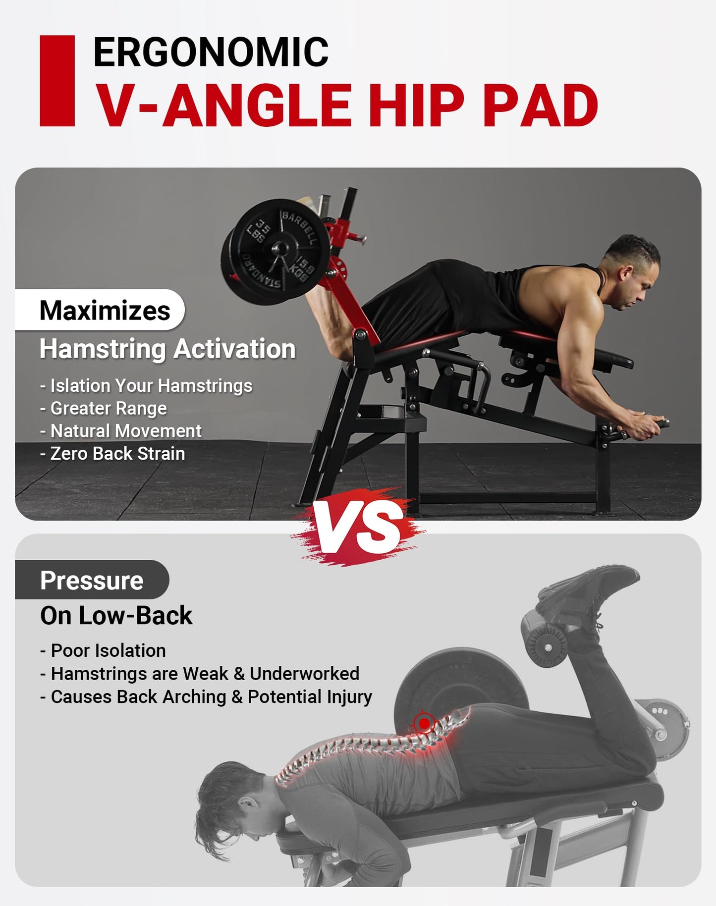 GMWD Leg Extension and Curl Machine, Single Leg Extension, Lying Leg Curl, Standing Leg Curl, Adjustable Leg Exercise Bench with Plate Loaded, Leg Machine Home Gym, Red