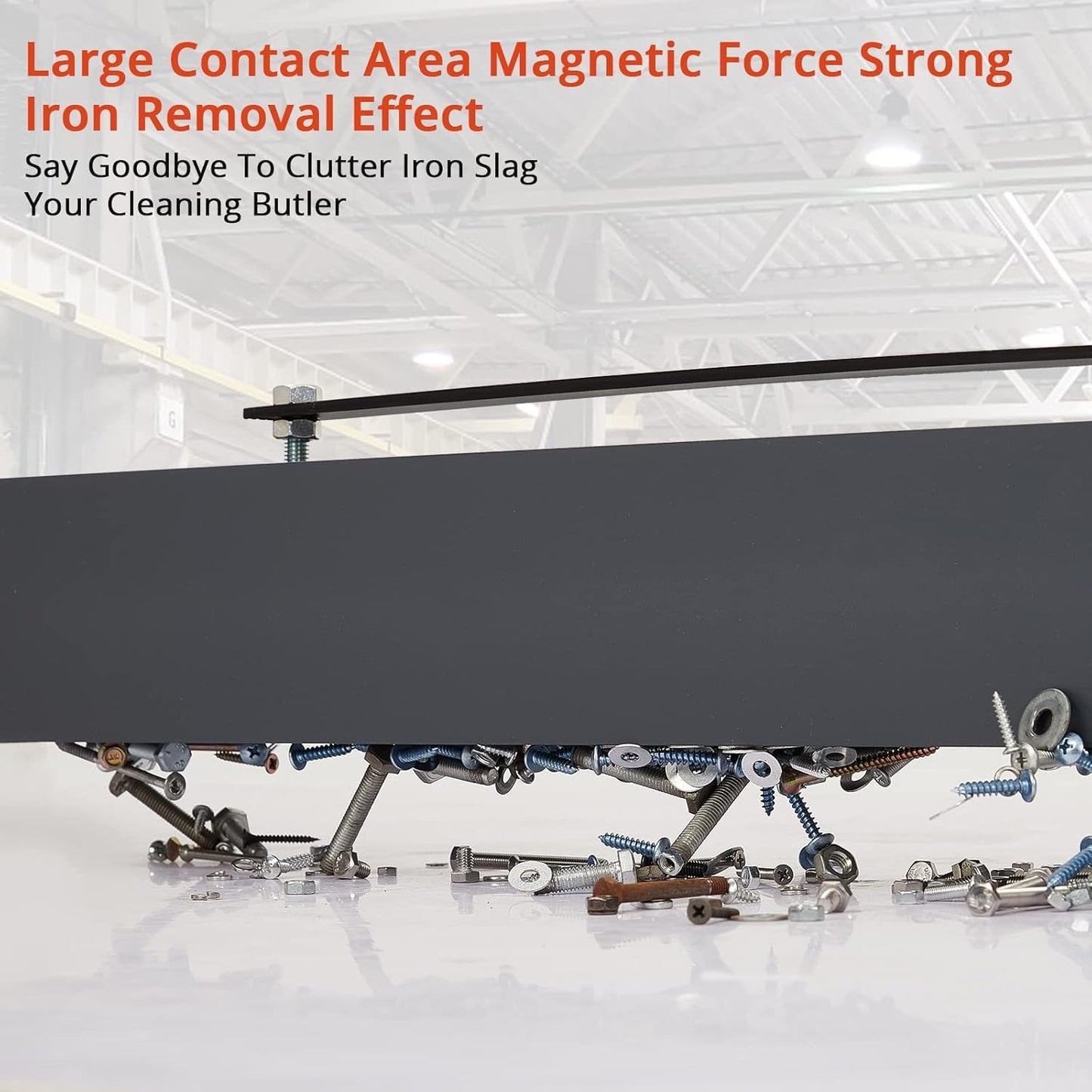 PioneerWorks 48 Inch Hanging Magnetic Sweeper, 120 LB Lifting Capacity Magnetic Nail Sweeper with Quick Release Lever, for Forklift Mounting on Construction Sites, Warehouses & Workshops