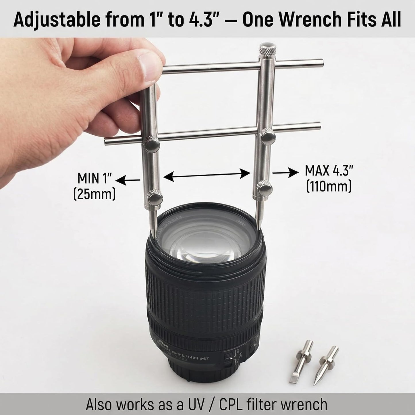 SNLxStudioz 303 4 1"-4.3" (25-110mm) Lens Spanner Wrench Kit with Suction Cup Tool - Stainless Steel Anti-Magnetic