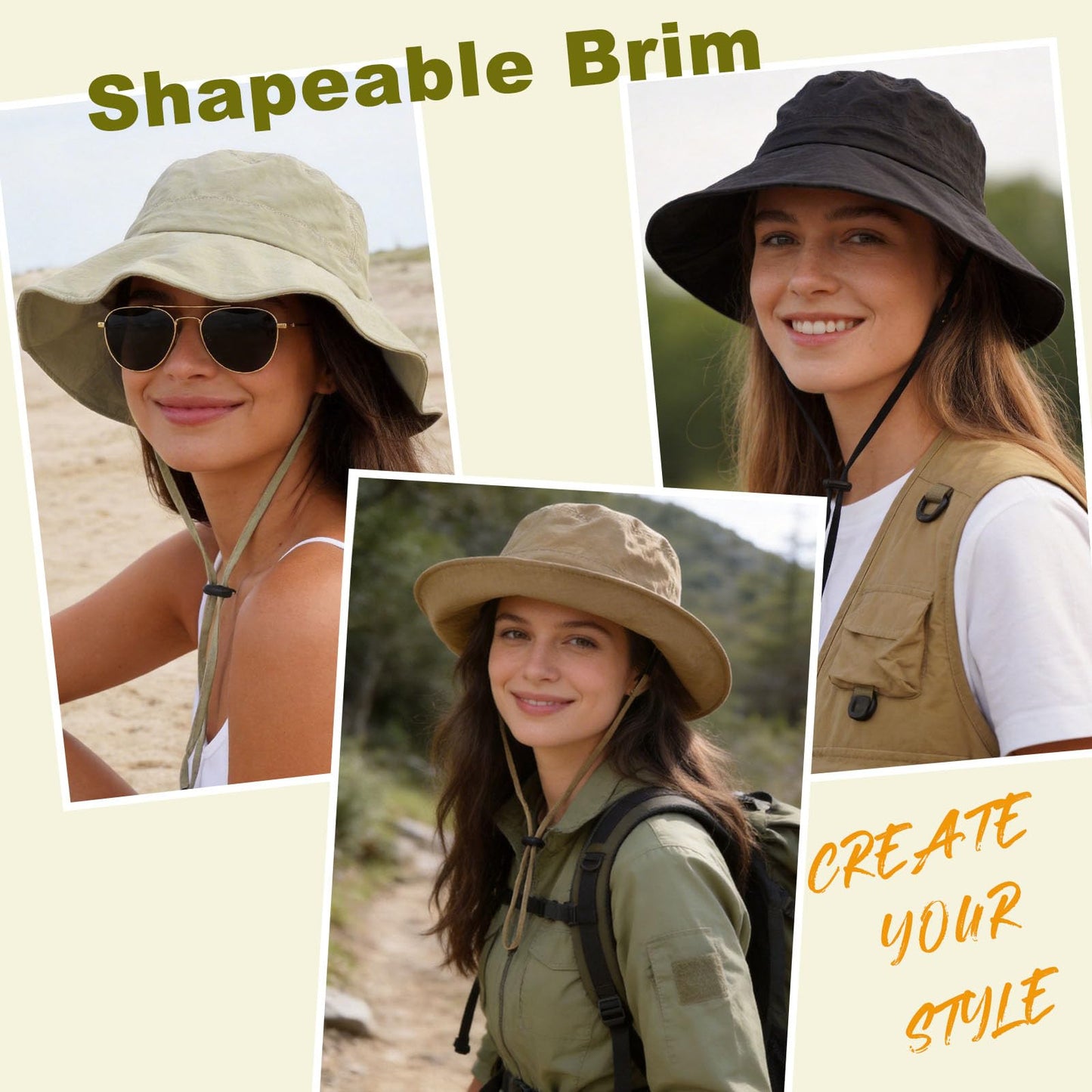 TILUYAMO Waterproof Bucket Hat Rain Hat for Women Men, Shapeable Packable Sun Hat UPF50+ Safari Hats for Hiking Fishing(Avocado Green)