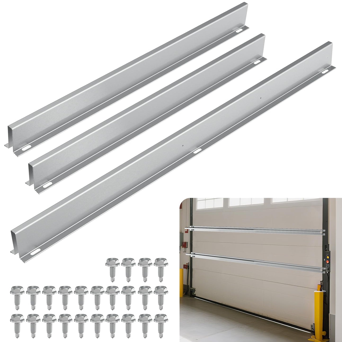 9FT Garage Door Reinforcement Strut Kit, 18-Gauge Heavy Duty Steel Support - 1.2M Extended Center Segment for Superior Strength, Anti-Sag & Noise Reduction, Fits 9ft Single Doors, Easy DIY Kit