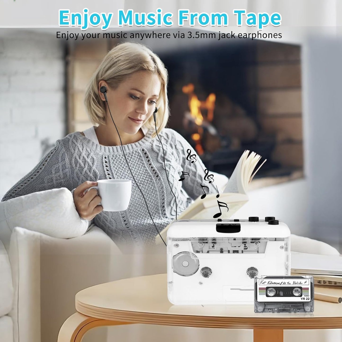 Cassette Cassette Player-Cassette MP3 Player- Clear StereoAuto Reverse Tape Tape to Converter with Tape Converter