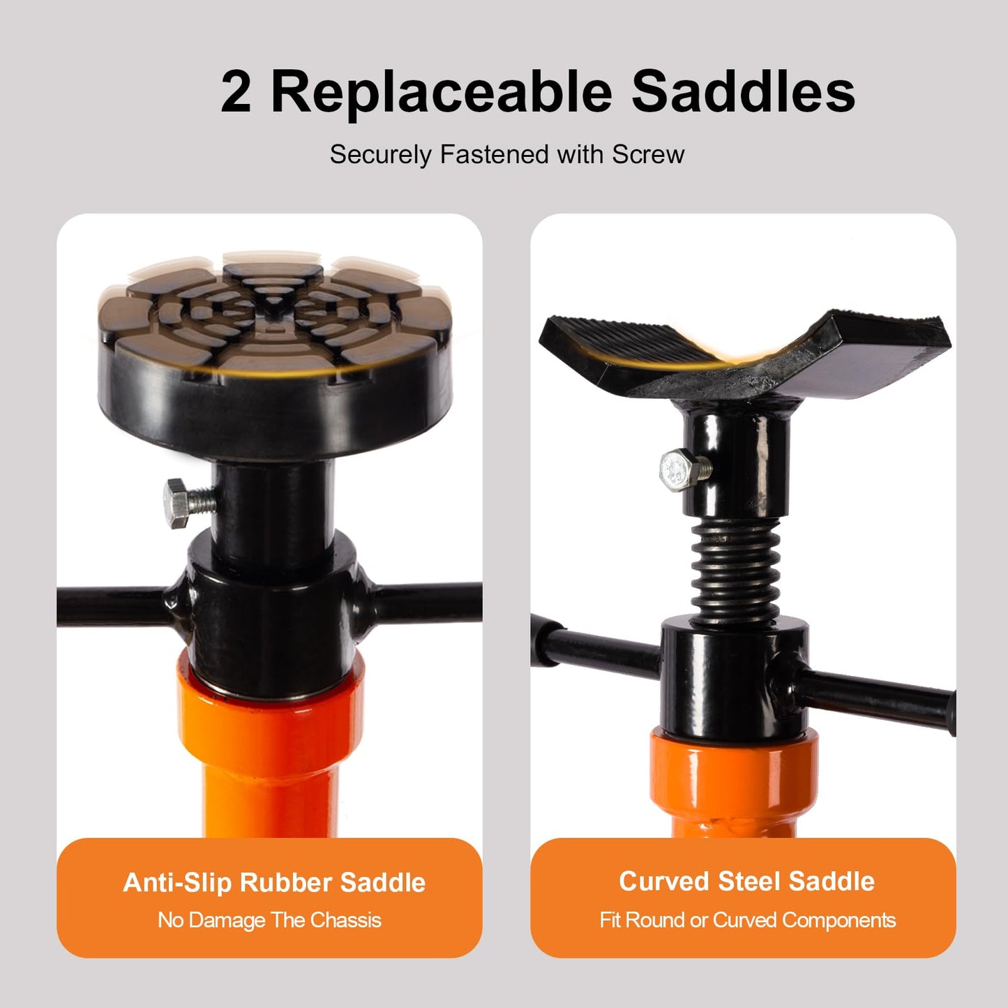 Underhoist Support Stand, 1-Ton Capacity, 3-Section Adjustable Height 34.8'' to 70.9'', Self-Locking Threaded Screw with Thrust Bearing Pole Jack, 2 Replaceable Saddles for Vehicle Component Support