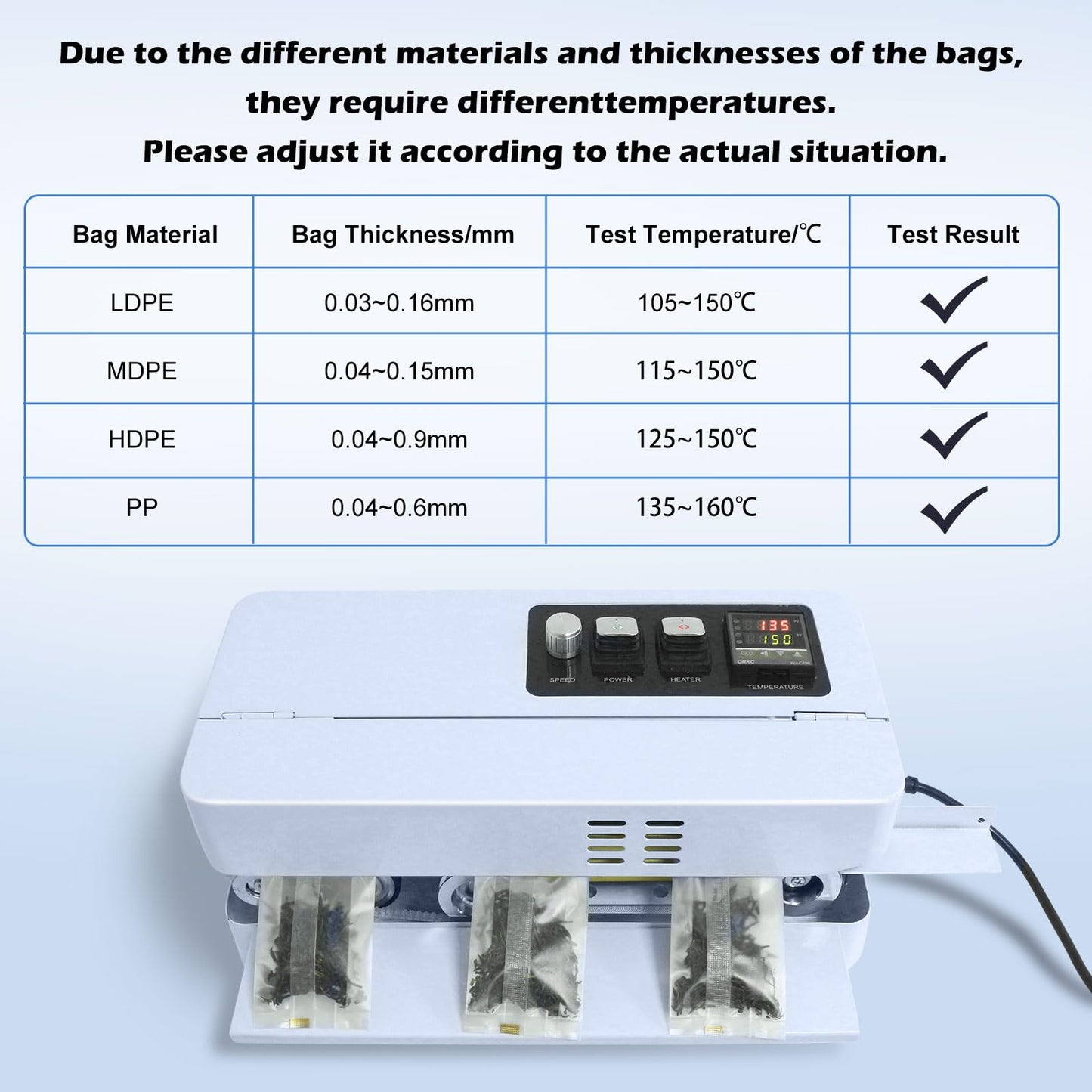 ZHONGMIN Automatic Continuous Bag Band Sealing Machine, Digital Temp Control, Adjustable Speed, Commercial Desktop Heat Sealer Machine for Plastic Bags Films Packaging (110V/60HZ)(FRC-510)