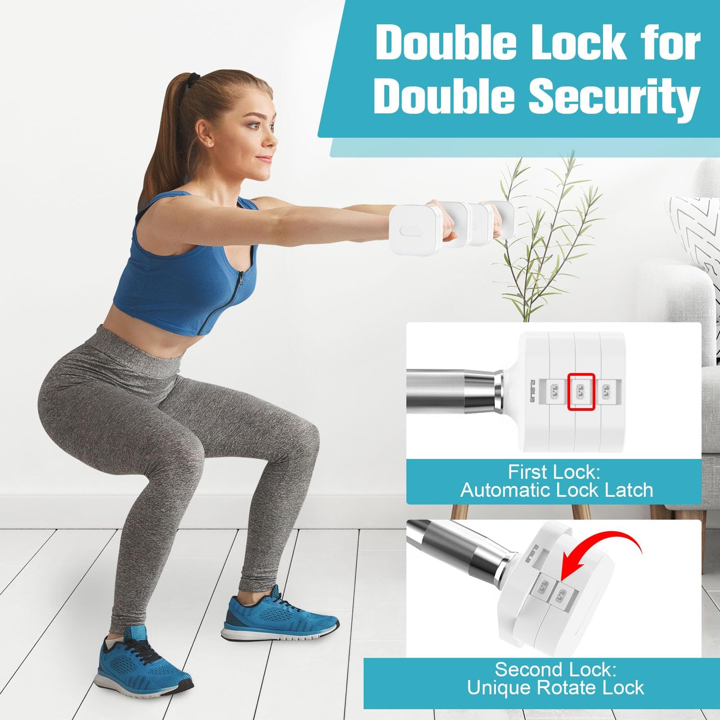Hezeyferg 22LBS Adjustable Dumbbells Set, Adjustable Weight Dumbbells with 4 Levels 4.4lb, 6.6lb, 8.8lb, 11lb, Hand Weights Sets for Women/Men Home Gym Full Body Workout (11LB Each ( 22LB Pair ), White)