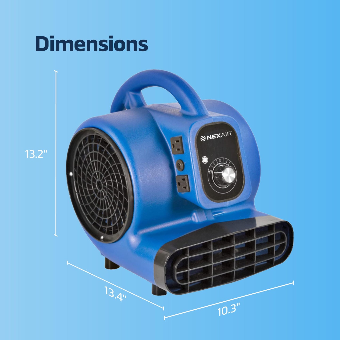 NEXAIR 1/4 HP High-Velocity Industrial Carpet Dryer 3 Speed, Powerful Air mover blower Adjustable angle, Floor drying fan, Dries, Cools, and Ventilates Attic Spaces, Work Areas, Garages