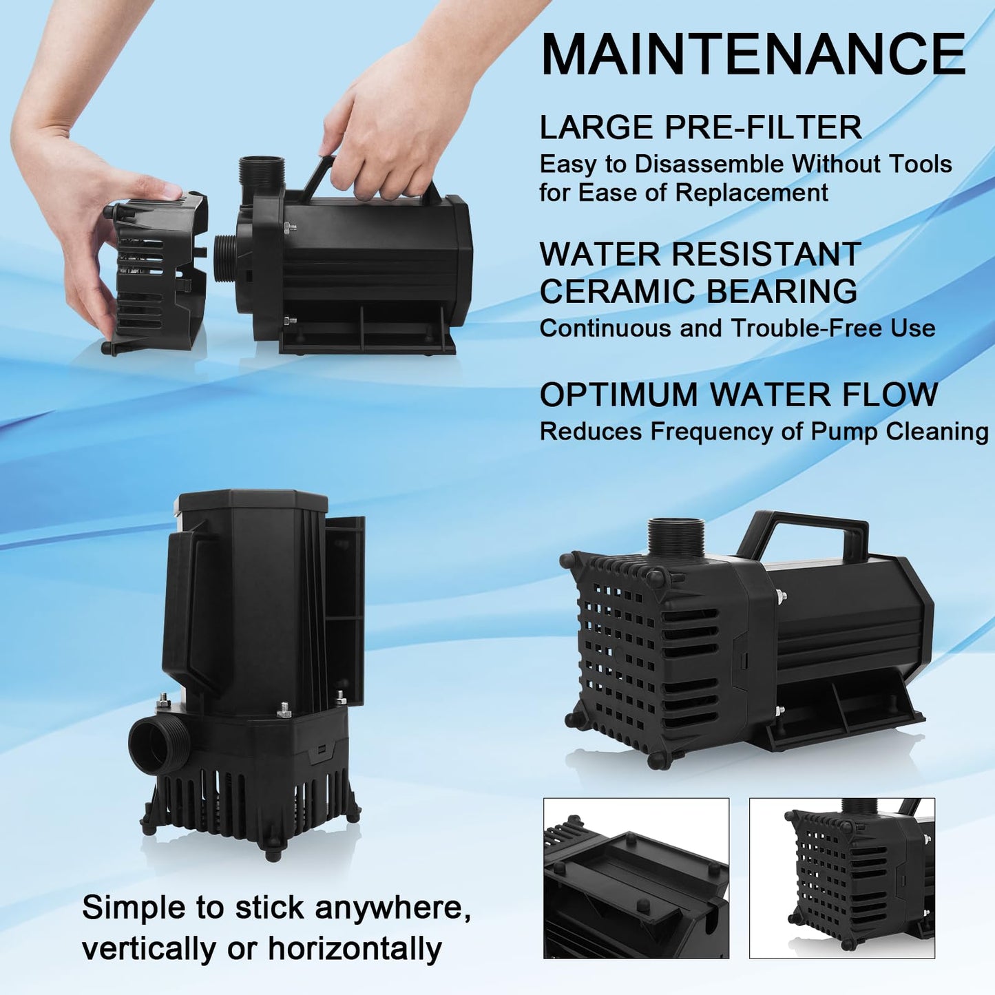 BARST 5500GPH Submersible Water Pump UL Certified Pond Pump with 25FT Cord, 460W High Flow Water Fountain Pump Waterfall Pump For Outdoor Ponds,Fountain, Waterfall, Koi Pond
