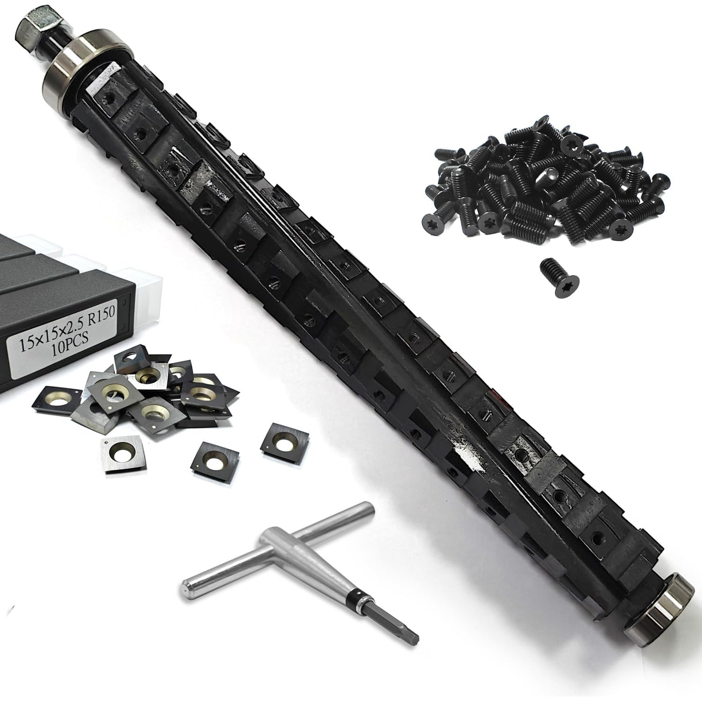 Spiral Cutterhead for DeWalt Planer DW735 DW735X Thickness Planer 13 Inch Spiral Cutter Head with Reversible Carbide Inserts Woodworking Helical Cutter Head
