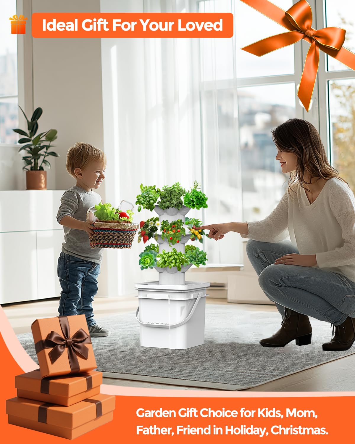 sjzxuv 18 Plants hydroponic Growing System kit, hydroponic Tower Indoor Garden, 10-Liter Large-Capacity Water Tank Circulation, soilless Planting Vegetables and Fruits (3x6P)