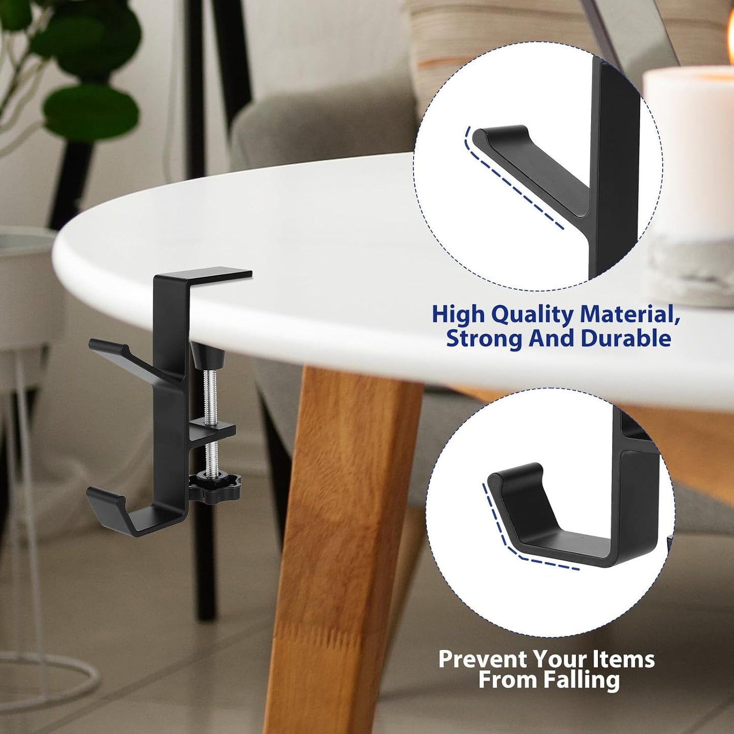 Jeffdad Metal Headphone Hook, Headphone Hanger with Double Hooks, Universal Aluminum Alloy Gaming Headphone Stand Under