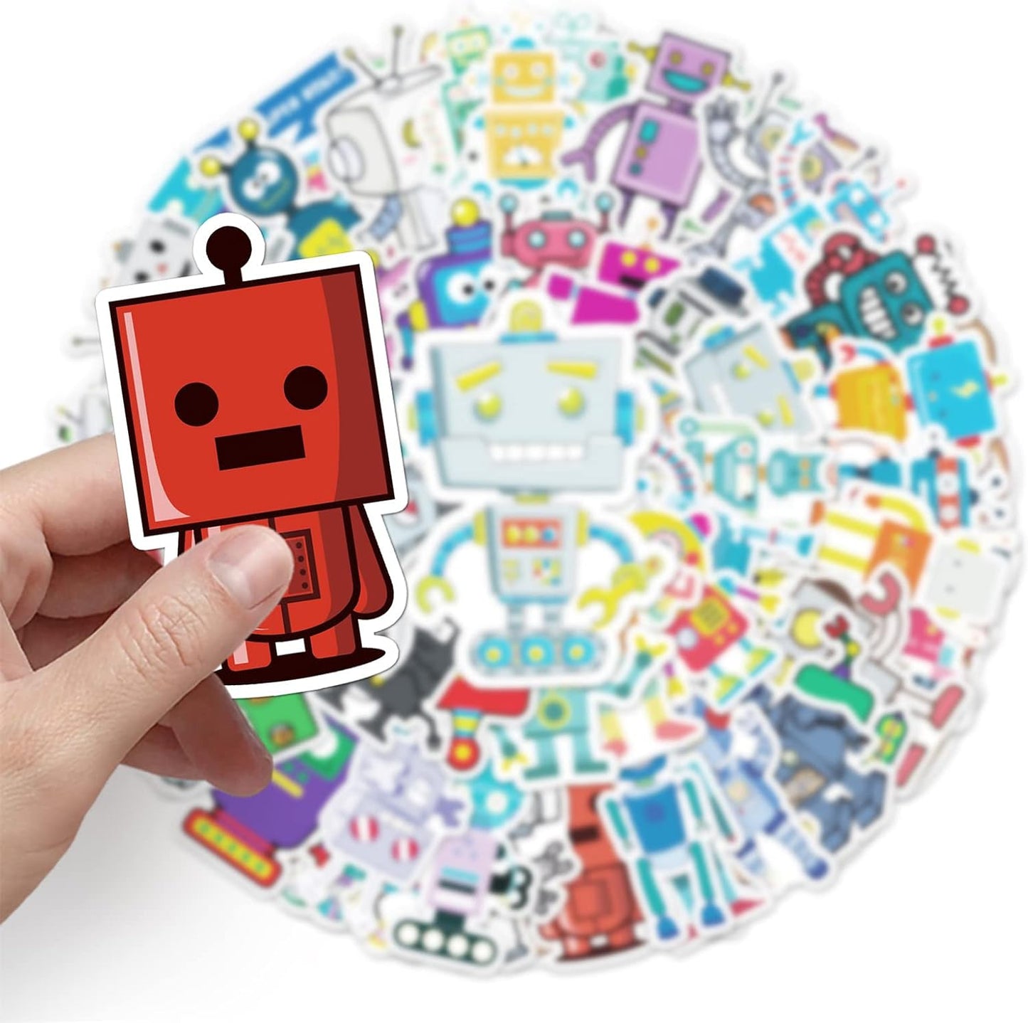 50Pcs Cute Robot Stickers, Science Theme Vinyl Waterproof Decals for Computer Skateboard Laptop Water Bottle Luggage