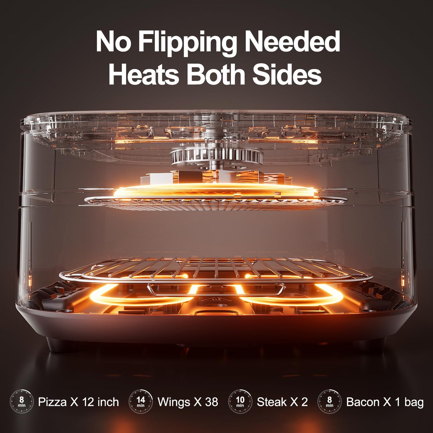 Large Air Fryer 6QT, 11-in-1 Fast Cooking Air Fryer with Top & Bottom Heating, No Flip Needed, Quiet 50dB, Family Size Digital Air Fryer for Healthy Meals, Fits a 12" Pizza or Steaks