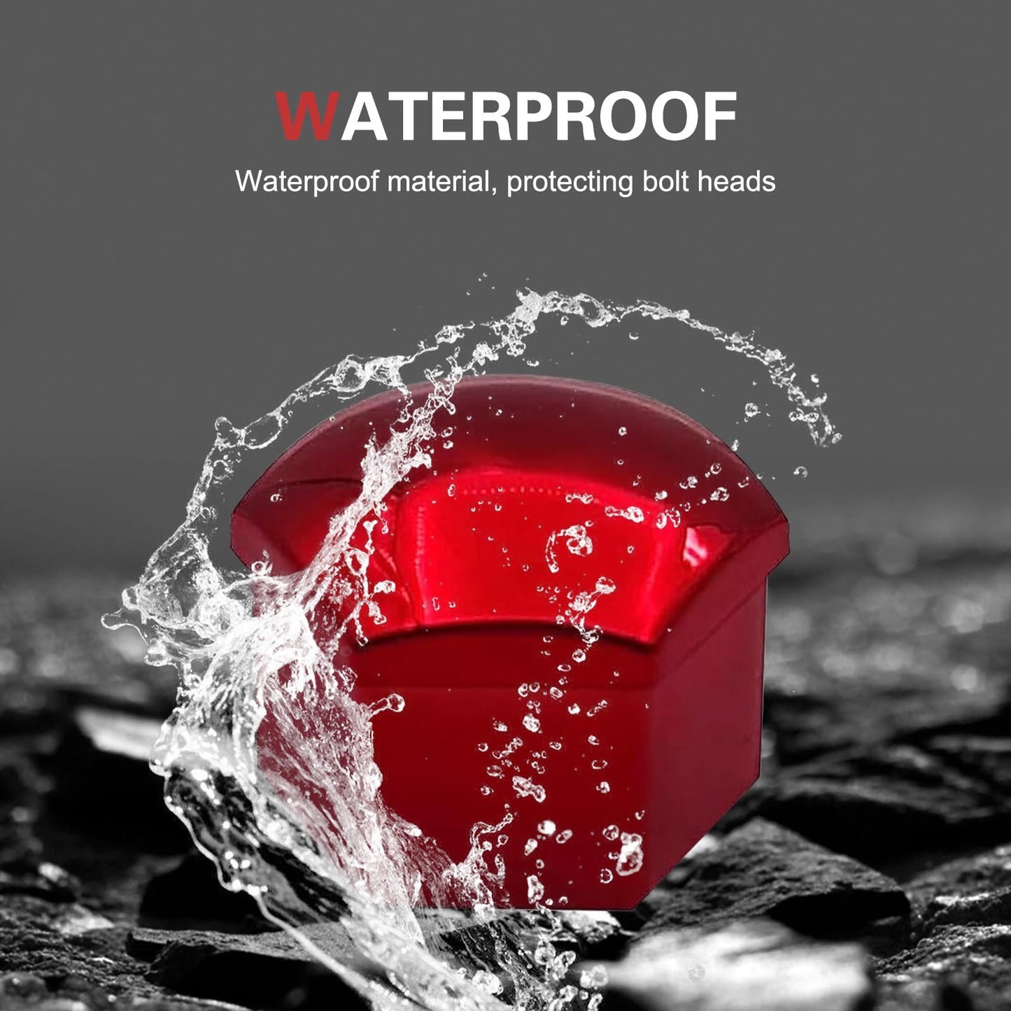 Cuymoap 20 PCS Lug Nut Covers, 19 mm Tire Nut Dustproof Protective Cover with Pull Clip, Rustproof Electroplated Aesthetically Pleasing Decoration, for Most Cars Tire Trim Accessories (Red)