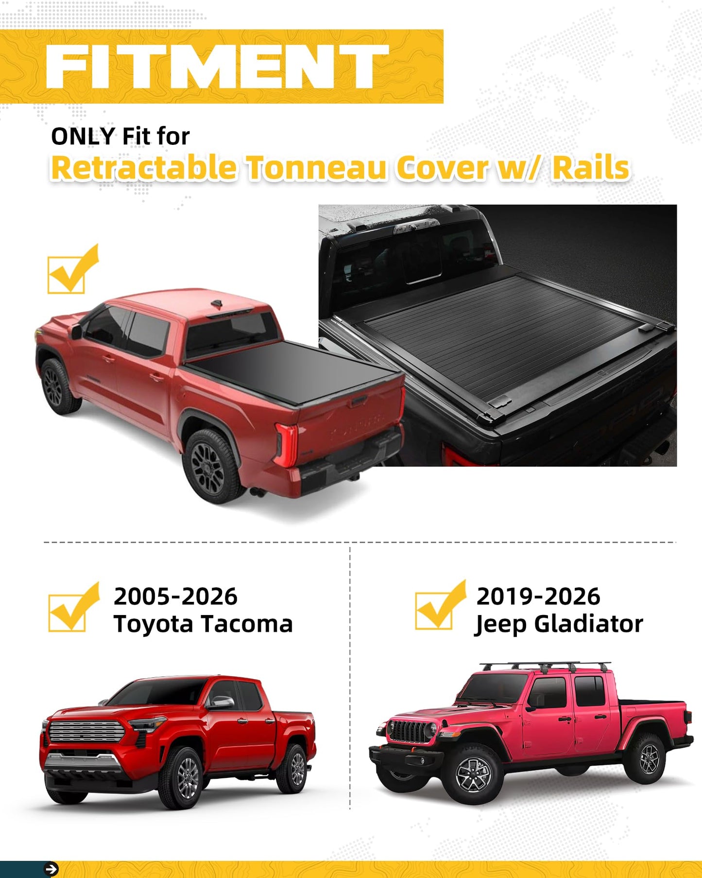 TRUMGETA Truck Bed Rack Fit for Tacoma Gladiator Mid Size Pickups Compatible with Tonneau Cover w/T-Slot Rails, Adjustable 19"-25" Aluminum Truck Ladder Rack Fits Lumber Pipes Kayak