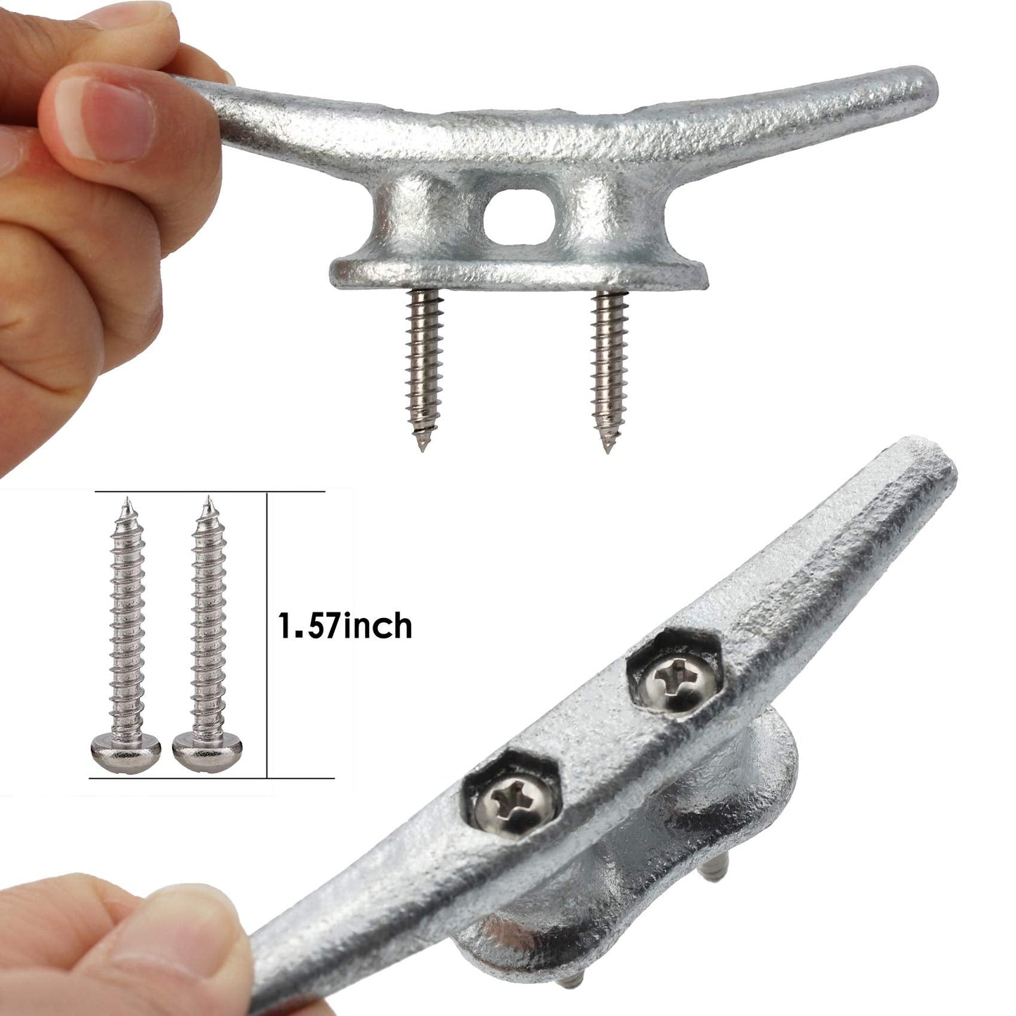 VEITHI Dock Cleat 4 inch - Hot Dipped Galvanized Boat Cleats, Rope Cleat, Boat Dock Cleats with Hardware Ideal for Small Boat,Deck,Piers for Tying up Boats,Marine Decor,Boat Tie Down Cleats (4 Pack)