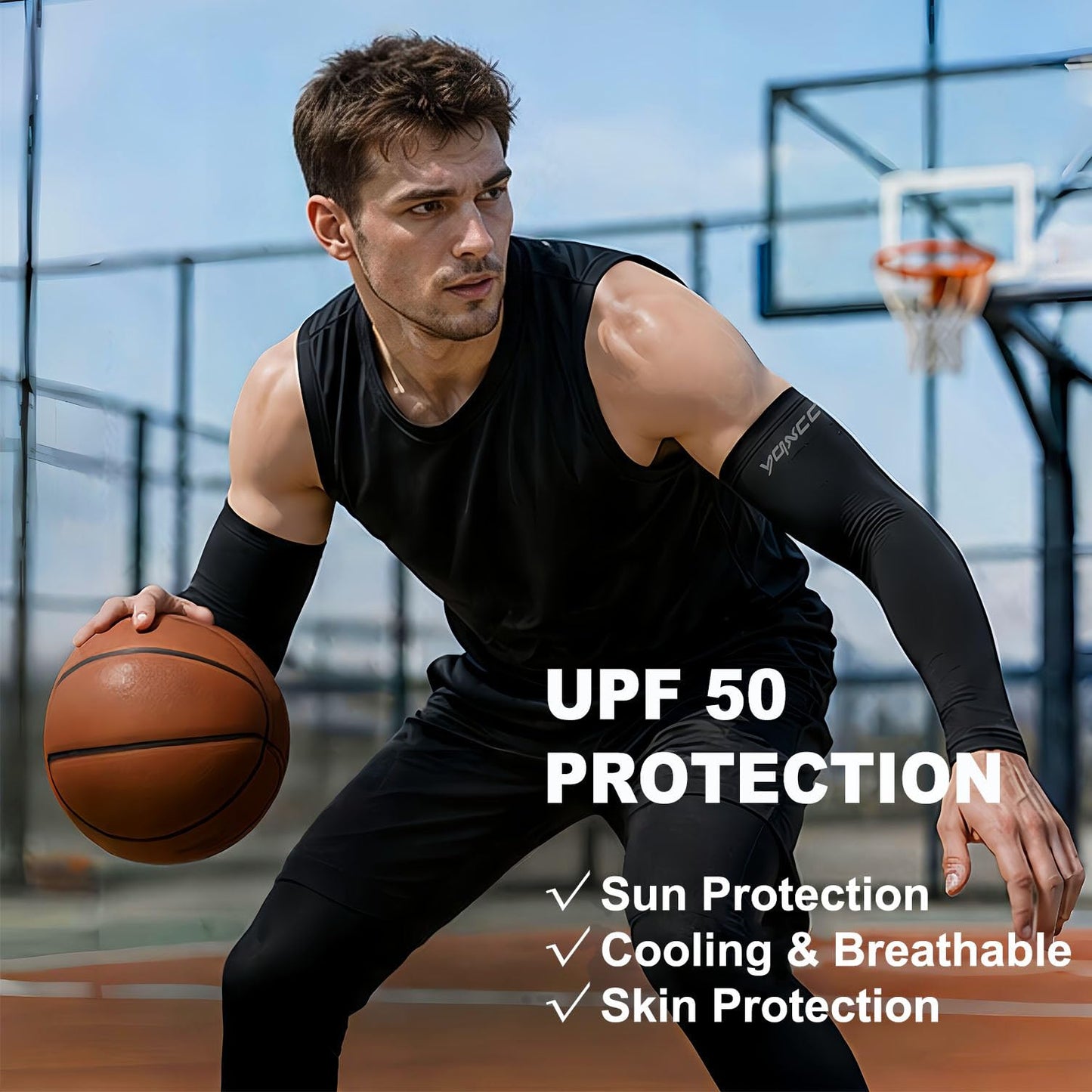YQXCC 4 Pairs Arm Sleeves, Cooling UV Sun Protection Sports Compression Sleeves for Men Women, Golf Basketball